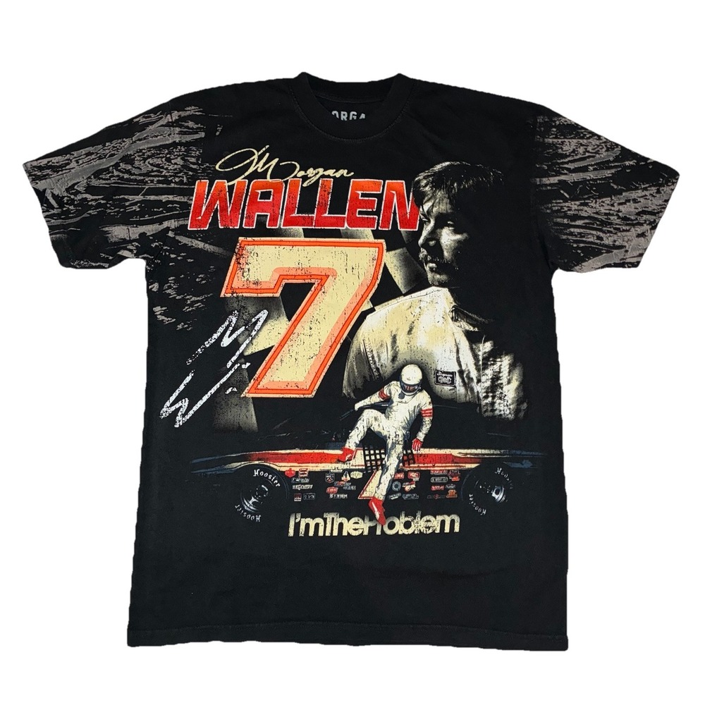 Morgan Wallen T Shirt M Black‎ Stock Car AOP I'm The Problem Tour Merch NEW
